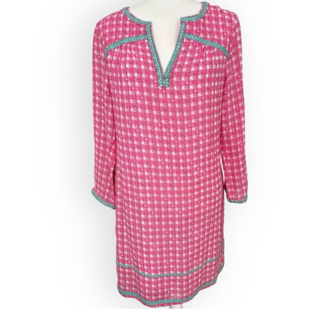 Vineyard Vines Cowrie Shell Silk Tunic Dress Size 2 Vibrant Summer Coastal Chic